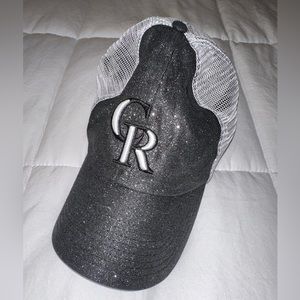 NWOT Official Colorado Rockies Black Glitter Sparkle Mesh SnapBack Baseball Hat